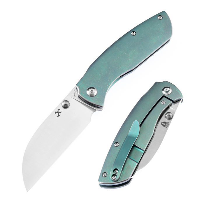 Convict K1023B3 CPM-S35VN  Blade Green Anodized Titanium  Handle with Sheepdog Knives Design
