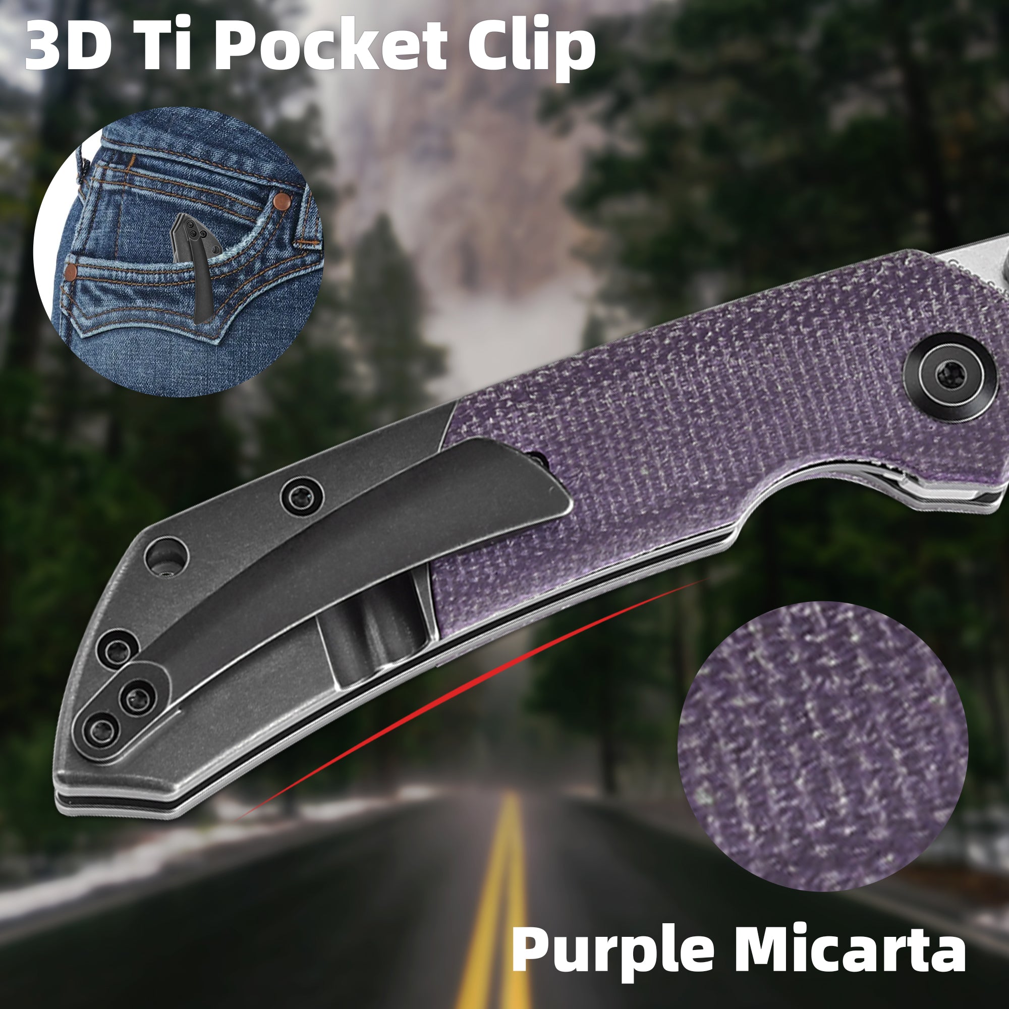 KANSEPT Fenrir Front Flipper/Thumb Stud Knife Blackwash Titanium