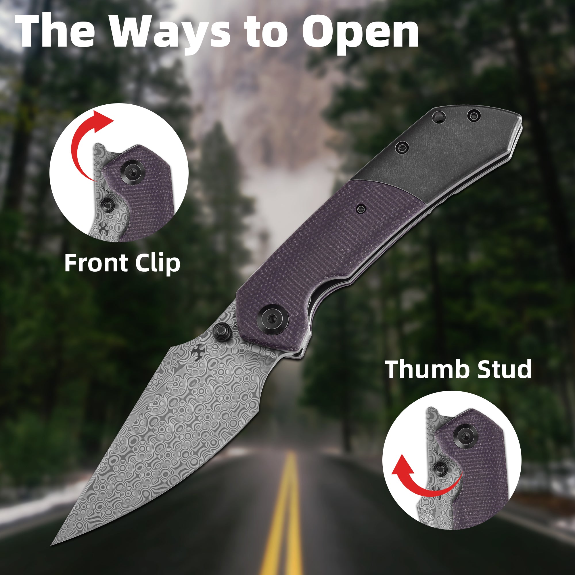 KANSEPT Fenrir Front Flipper/Thumb Stud Knife Blackwash