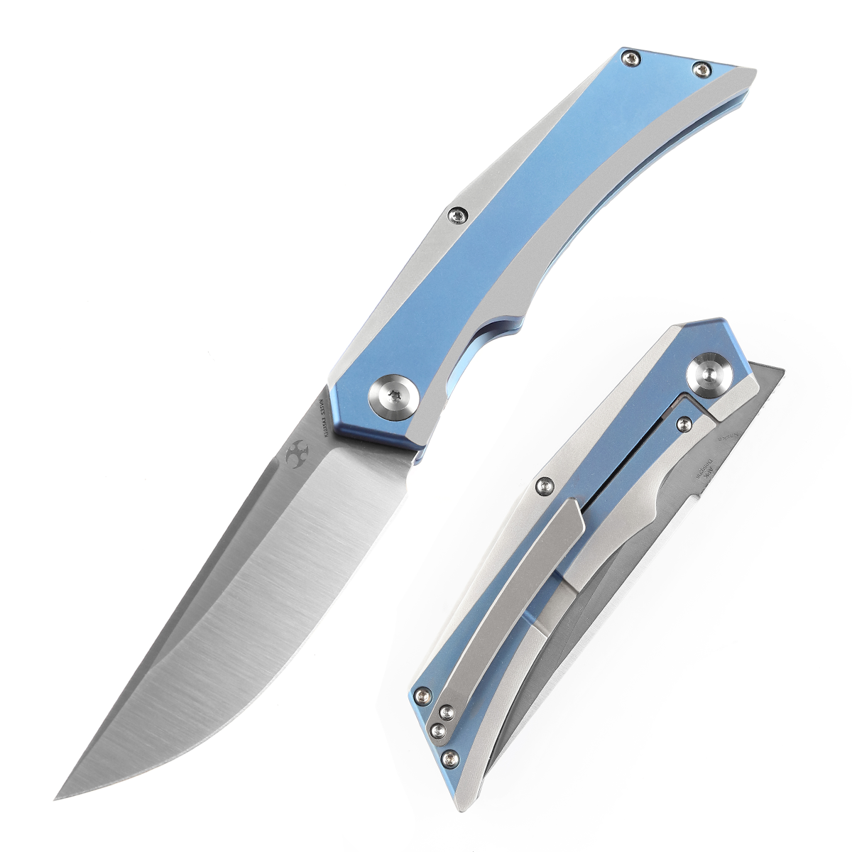 Kansept Knife Naska K1035A3 Satin CPMS35VN Blade Blue Anodized and Pl