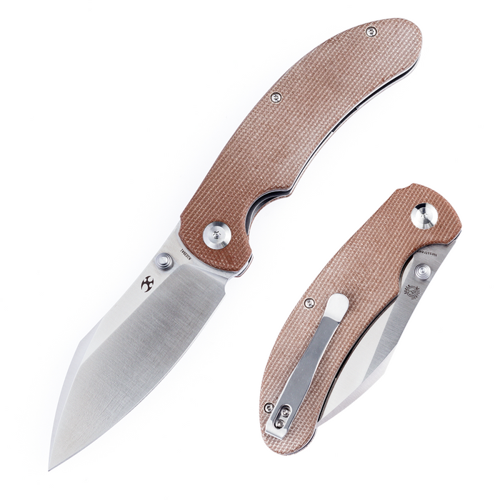 KANSEPT Nesstreet  Thumb Hole Knife Brown Micarta Handle (3.58'' CPM-S35VN Blade) Karambit Maker Design-K1039A1