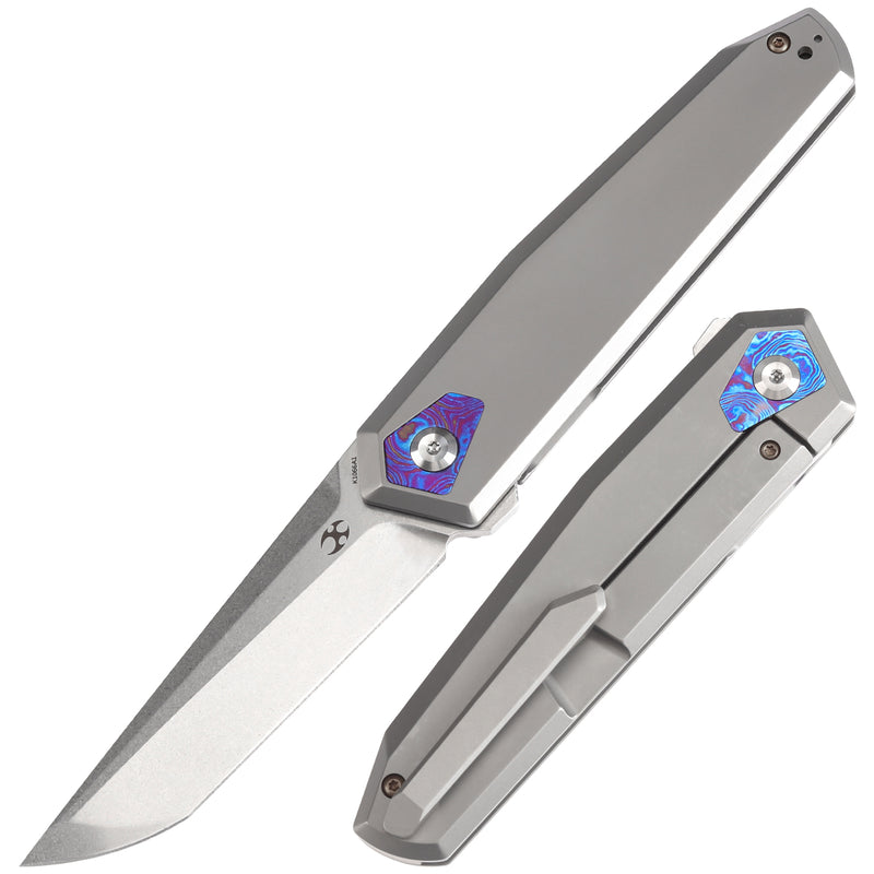 Estimated Released in October Storm Frame lock Knife Bead Blasted Titanium Handle (3.36'' S35VN Blade) JK Knives Design - K1066A1