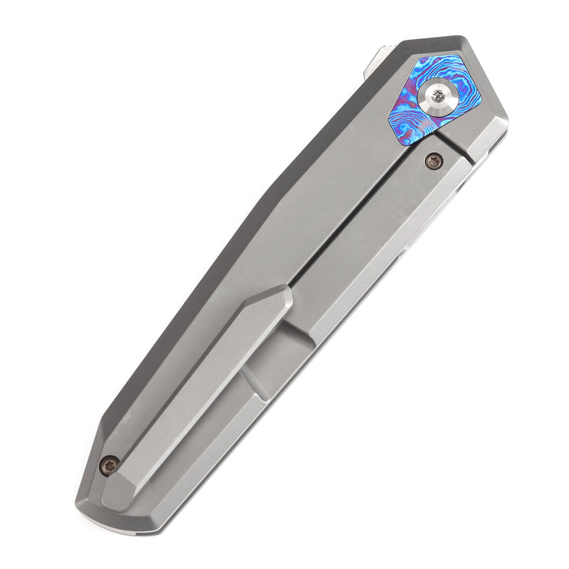 Estimated Released in October Storm Frame lock Knife Bead Blasted Titanium Handle (3.36'' S35VN Blade) JK Knives Design - K1066A1