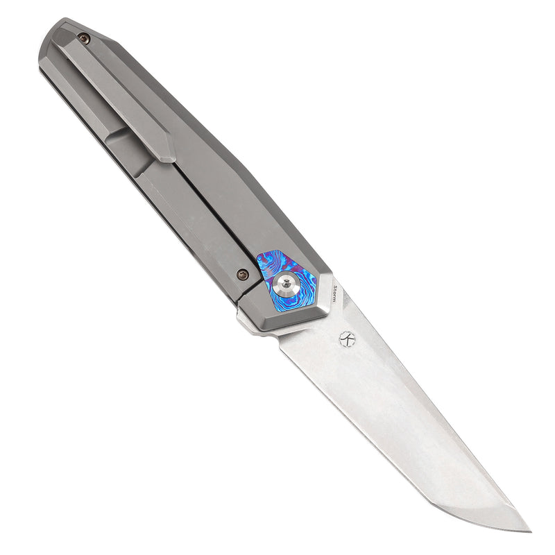Estimated Released in October Storm Frame lock Knife Bead Blasted Titanium Handle (3.36'' S35VN Blade) JK Knives Design - K1066A1