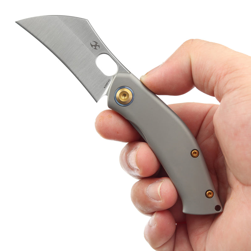 KANSEPT Osprey Thumb Hole Knife Plain Titanium Handle (2.2'' CPM-S35VN Blade) Johnathan Shaw Design - K2087A1