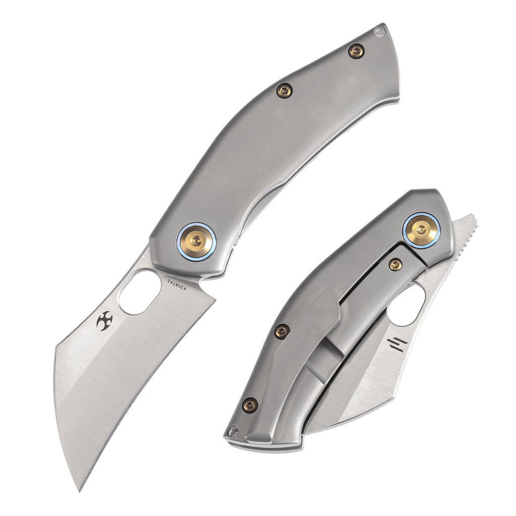 KANSEPT Osprey Thumb Hole Knife Plain Titanium Handle (2.2'' CPM