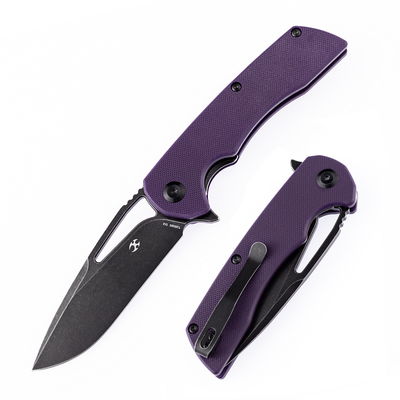 KANSEPT Kryo FlipperBlade Purple G10 Handle(Black Coating D2 Blade) with Kim Ning Design-T1001B3