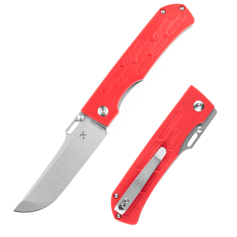 KANSEPT Reedus Red G10 Handle (Stonewashed 154CM Blade)with D.O.C.K. Design - T1041A2