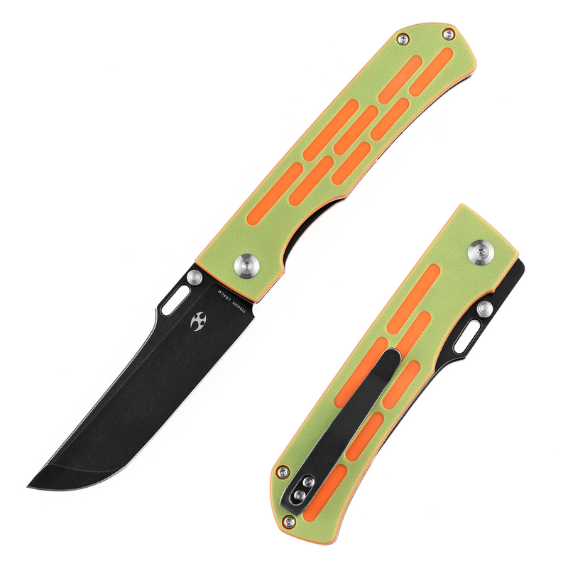 Reedus T1041A3 Black TiCn Coated and Stonewashed 154CM Blade Green and Orange G10 Handle with D.O.C.K. Design