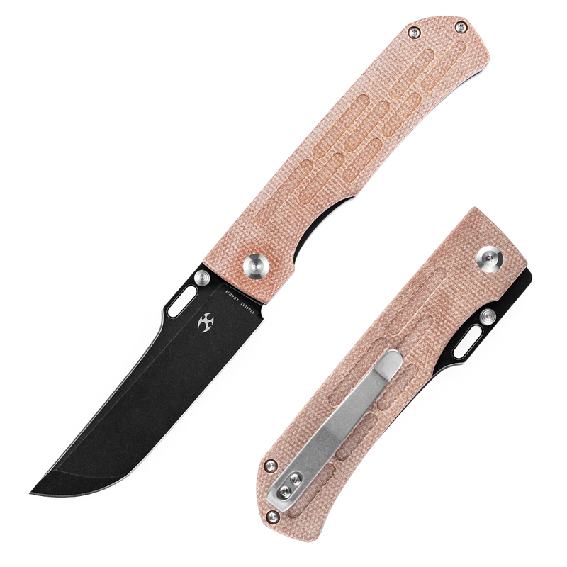 Reedus T1041A5 Black TiCn Coated and Stonewashed 154CM Blade Brown Micarta Handle with D.O.C.K. Design