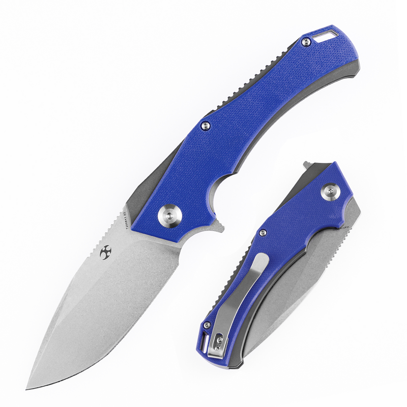 KANSEPT Mini Hellx T2008A3 Stonewashed D2  Blade Blue G10 Handle with Mikkel Willumsen Design