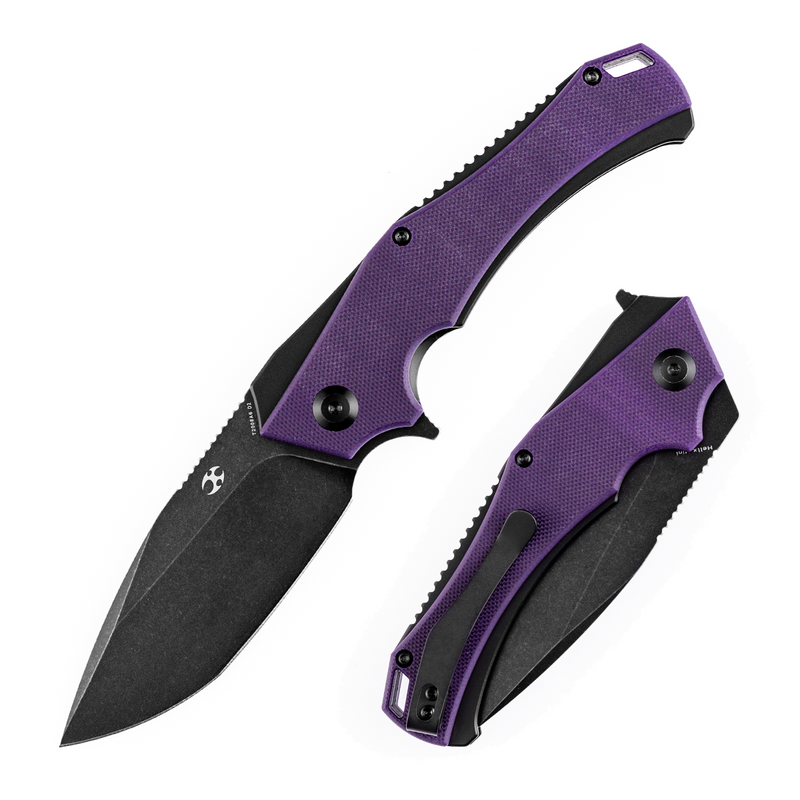 KANSEPT Mini Hellx T2008A6 Black TiCn Coated D2 Blade Purple G10 Handle with Mikkel Willumsen Design