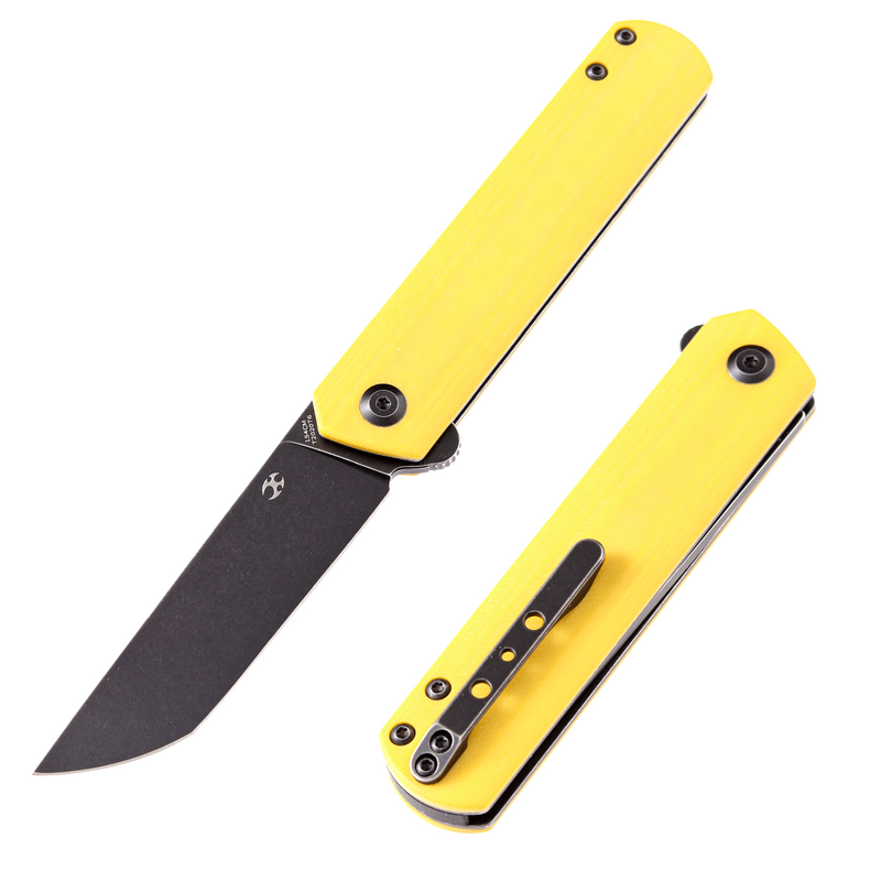 KANSEPT Foosa T2020T6 154CM  Blade Yellow G10 Handle with Rolf Helbig Design