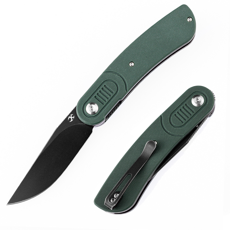 KANSEPT Reverie T2025A2 Black TiCn Coated 154CM Blade Green G10 Handle with Justin Lundquist Design