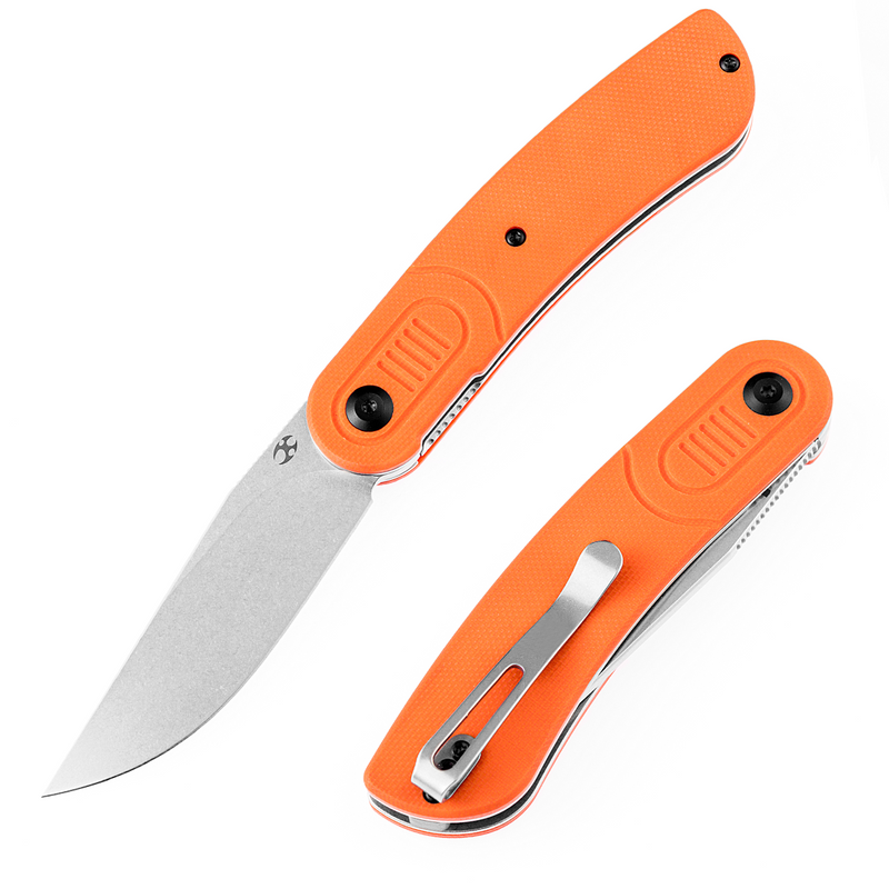 KANSEPT Reverie T2025A3 Stonewashed 154CM Blade Orange G10 Handle with Justin Lundquist Design