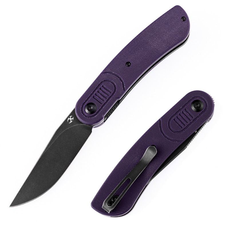 KANSEPT Reverie T2025A5 Black TiCn Coated 154CM Blade Purple G10 Handle with Justin Lundquist Design