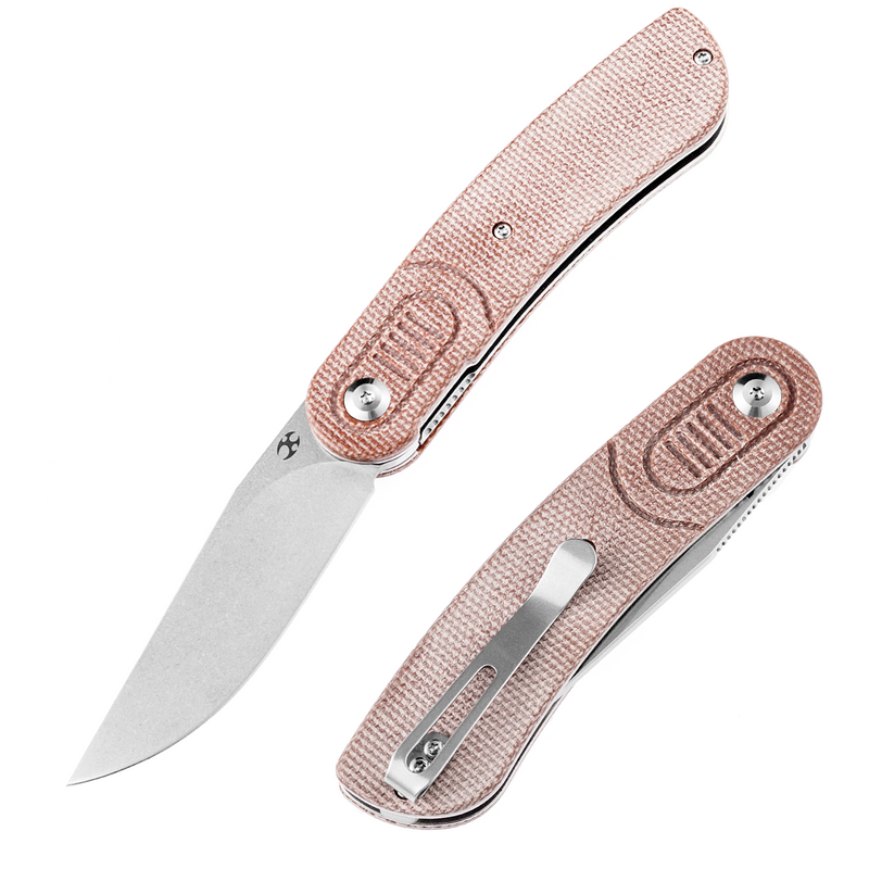 Reverie T2025A6 Stonewashed 154CM Blade Brown Micarta Handle with Justin Lundquist Design