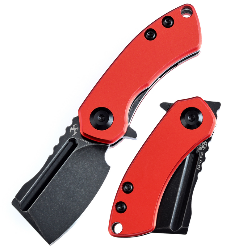 KANSEPT Mini Korvid  Flipper Knife Red Anodized Aluminum Handle (1.45'' Stonewashed 154CM Blade) Koch Tools Design-T3030P3
