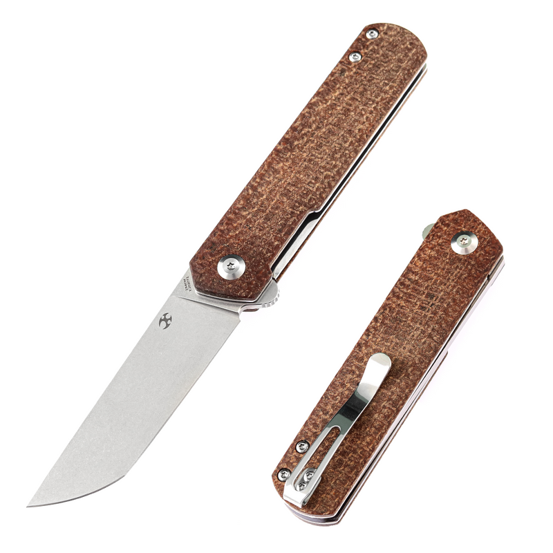 KANSEPT Foosa X2020T1 154CM Blade Liner Lock Folder Brown Micarta Handle Rolf Helbig Design