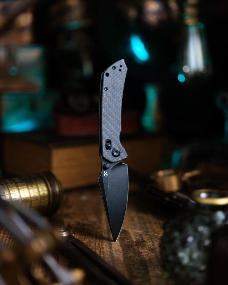KANSEPT Fenrir Crossbar Lock Knife Twill Cabrbon Fiber Handle (3.48'' CPM S35VN Blade) Greg Schob Design - K1034V5