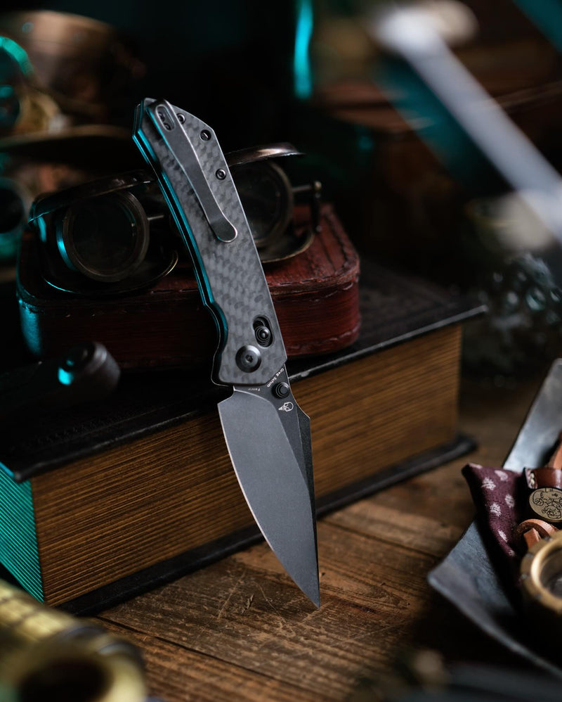 KANSEPT Fenrir Crossbar Lock Knife Twill Cabrbon Fiber Handle (3.48'' CPM S35VN Blade) Greg Schob Design - K1034V5