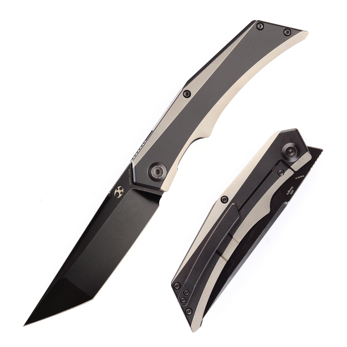Kansept Knife Naska K1035T2 Black Stonewashed CPM-S35VN Tanto Blade Black Anodized and Plain Titanium Handle with APK Designs
