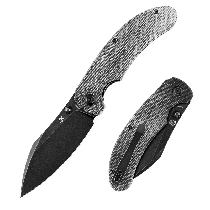 Nesstreet K1039A2 Black Stonewashed CPM-S35Vn Blade Black Micarta Handle with Karambit Maker design