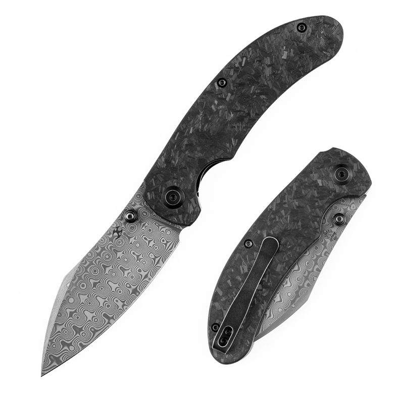 KANSEPT Nesstreet Damascus Blade Shred Carbon Fiber Handle with Karambit Maker design-K1039D1