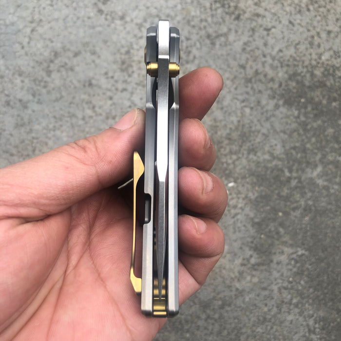 KANSEPT Peican Edc Thumb Knife 6AL4V Titanium Handle (3.0" CPM-S35VN Blade) Kmaxrom Design -K1018A1