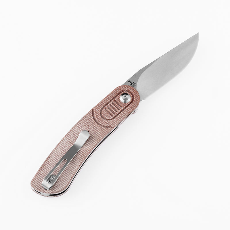 Reverie T2025A6 Stonewashed 154CM Blade Brown Micarta Handle with Justin Lundquist Design