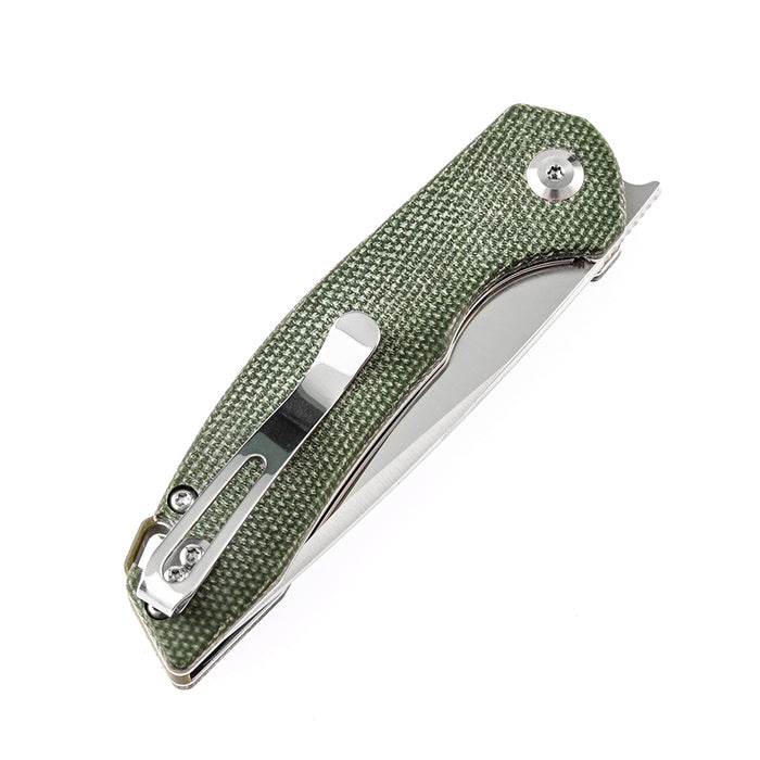 KANSEPT Mini Accipiter Flipper Knife Green Micarta Handle(2.9"154CM Blade)Kim Ning Design-T2007A2