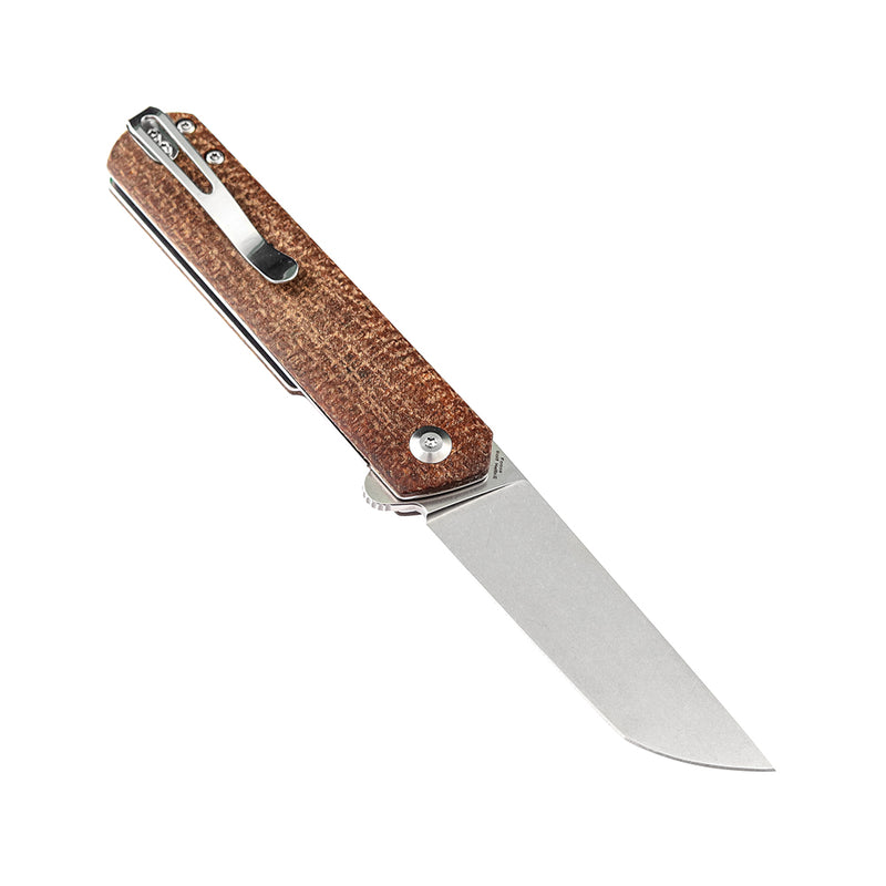 KANSEPT Foosa X2020T1 154CM Blade Liner Lock Folder Brown Micarta Handle Rolf Helbig Design