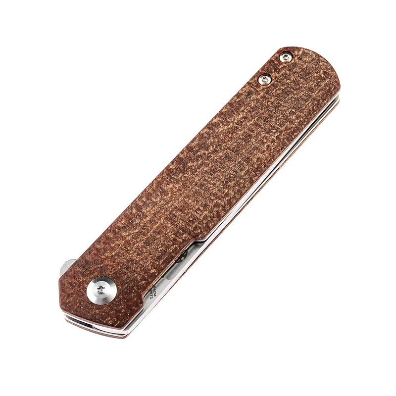 KANSEPT Foosa X2020T1 154CM Blade Liner Lock Folder Brown Micarta Handle Rolf Helbig Design