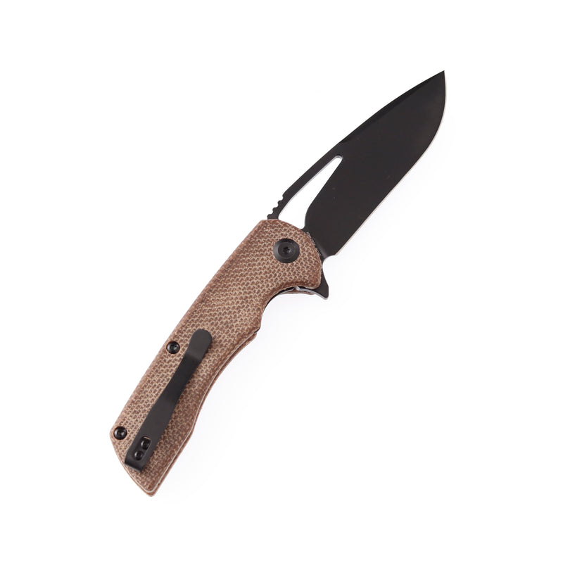 KASEPT Kryo Flipper Brown Micarta Handle(Black Coating D2 Blade )with Kim Ning Design-T1001B1