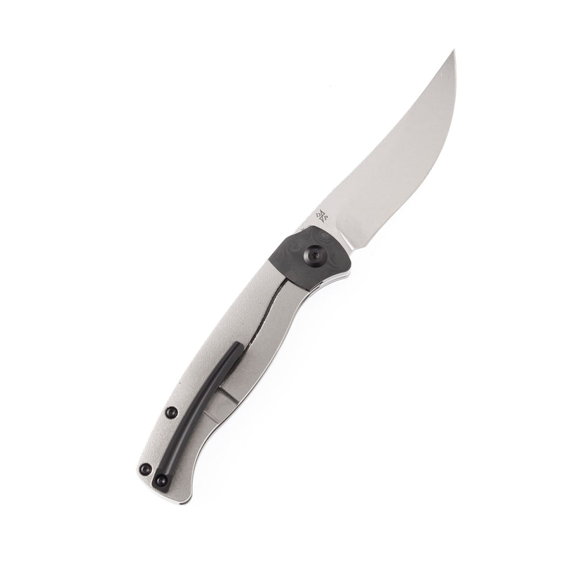 KANSEPT Mujir Front Flipper Knife Orange Peel Titanium with Carbon Fiber Inlay Handle (3.3''CPM-S35VN Blade) Dirk Pinkerton Design-K1014A2