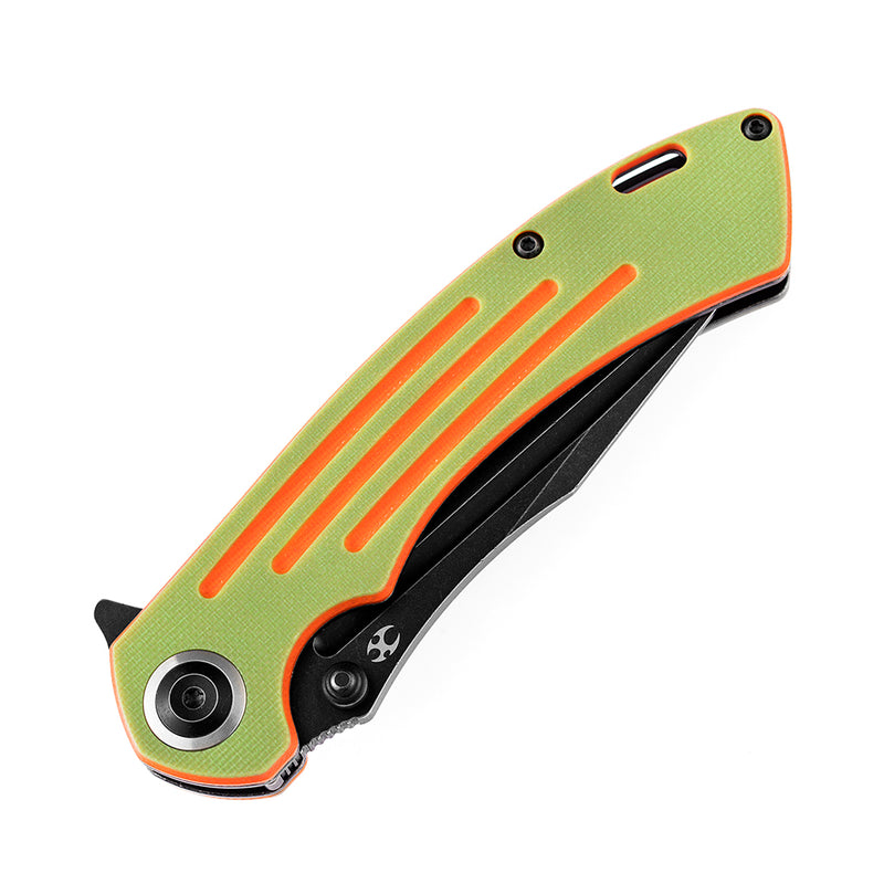 Pretatout T1032T2 Stonewashed 154CM Blade Green and Orange G10 Handle with Kmaxrom Design