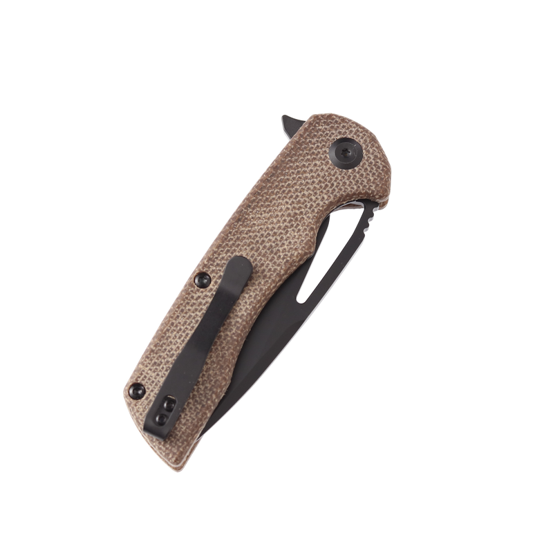 KASEPT Kryo Flipper Brown Micarta Handle(Black Coating D2 Blade )with Kim Ning Design-T1001B1