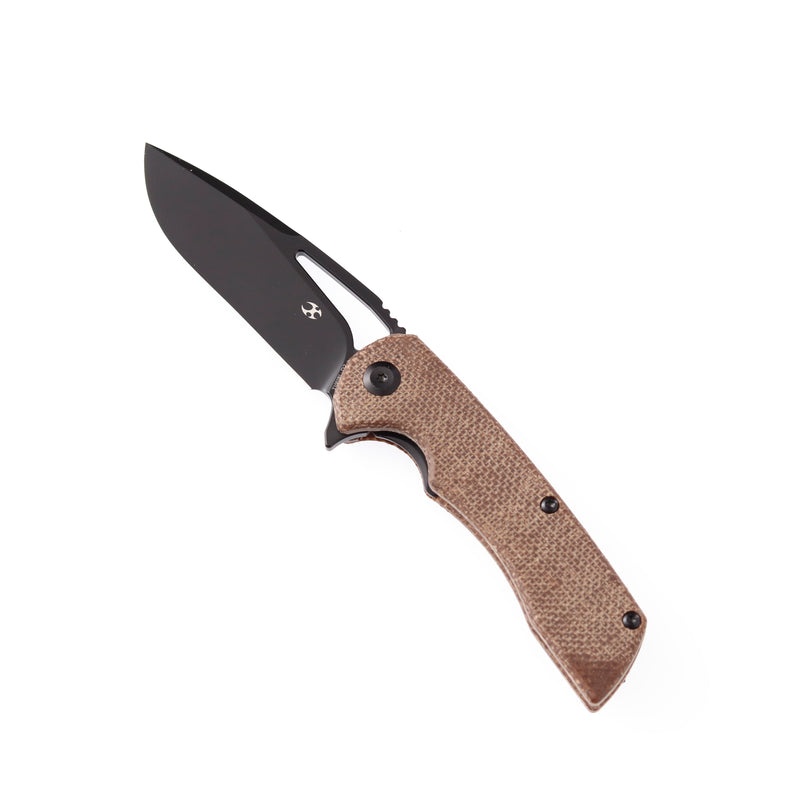 KASEPT Kryo Flipper Brown Micarta Handle(Black Coating D2 Blade )with Kim Ning Design-T1001B1
