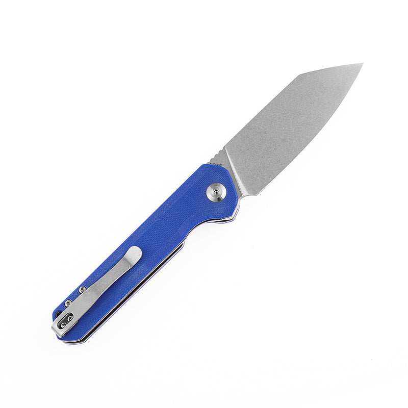 KANSEPT Bulldozer Front Flipper Blue G10 Handle (3.56" Stonewashed D2 Blade) with Kim Ning Design-T1028A6