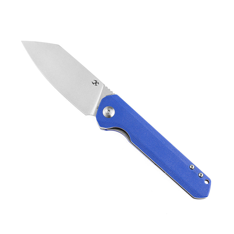 KANSEPT Bulldozer Front Flipper Blue G10 Handle (3.56" Stonewashed D2 Blade) with Kim Ning Design-T1028A6