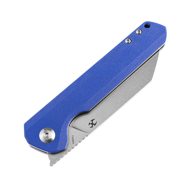 KANSEPT Bulldozer Front Flipper Blue G10 Handle (3.56" Stonewashed D2 Blade) with Kim Ning Design-T1028A6