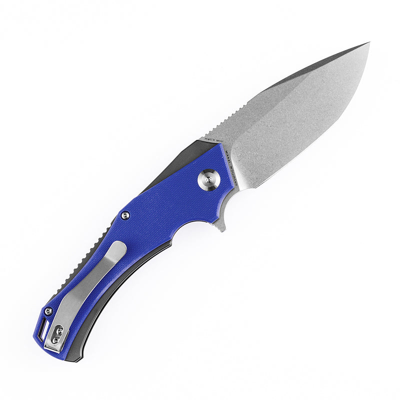 KANSEPT Mini Hellx T2008A3 Stonewashed D2  Blade Blue G10 Handle with Mikkel Willumsen Design