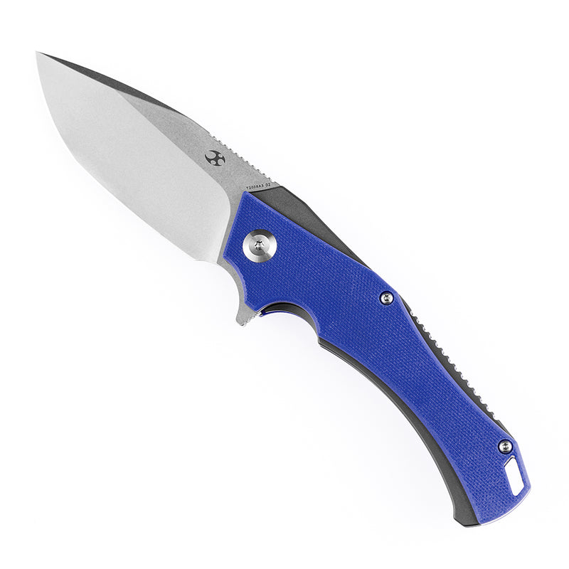 KANSEPT Mini Hellx T2008A3 Stonewashed D2  Blade Blue G10 Handle with Mikkel Willumsen Design