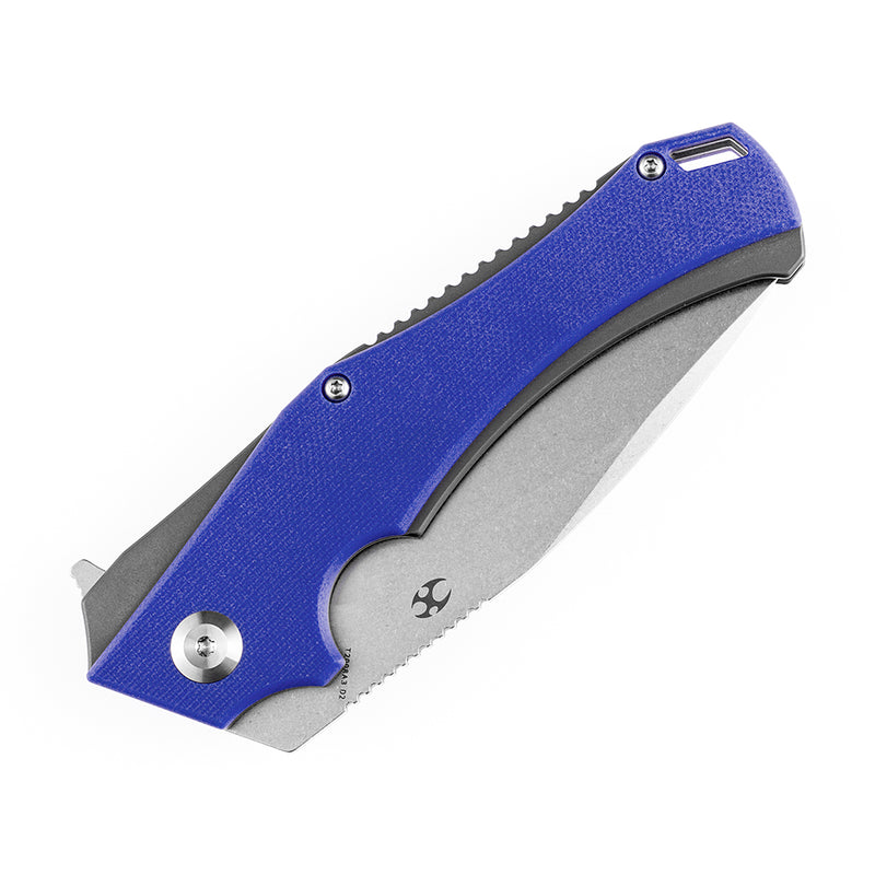 KANSEPT Mini Hellx T2008A3 Stonewashed D2  Blade Blue G10 Handle with Mikkel Willumsen Design