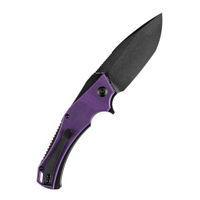 KANSEPT Mini Hellx T2008A6 Black TiCn Coated D2 Blade Purple G10 Handle with Mikkel Willumsen Design