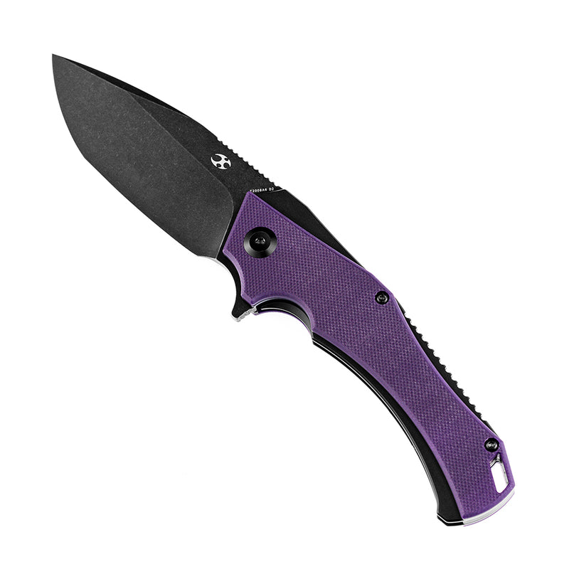 KANSEPT Mini Hellx T2008A6 Black TiCn Coated D2 Blade Purple G10 Handle with Mikkel Willumsen Design