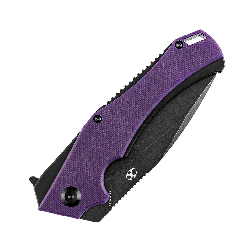KANSEPT Mini Hellx T2008A6 Black TiCn Coated D2 Blade Purple G10 Handle with Mikkel Willumsen Design