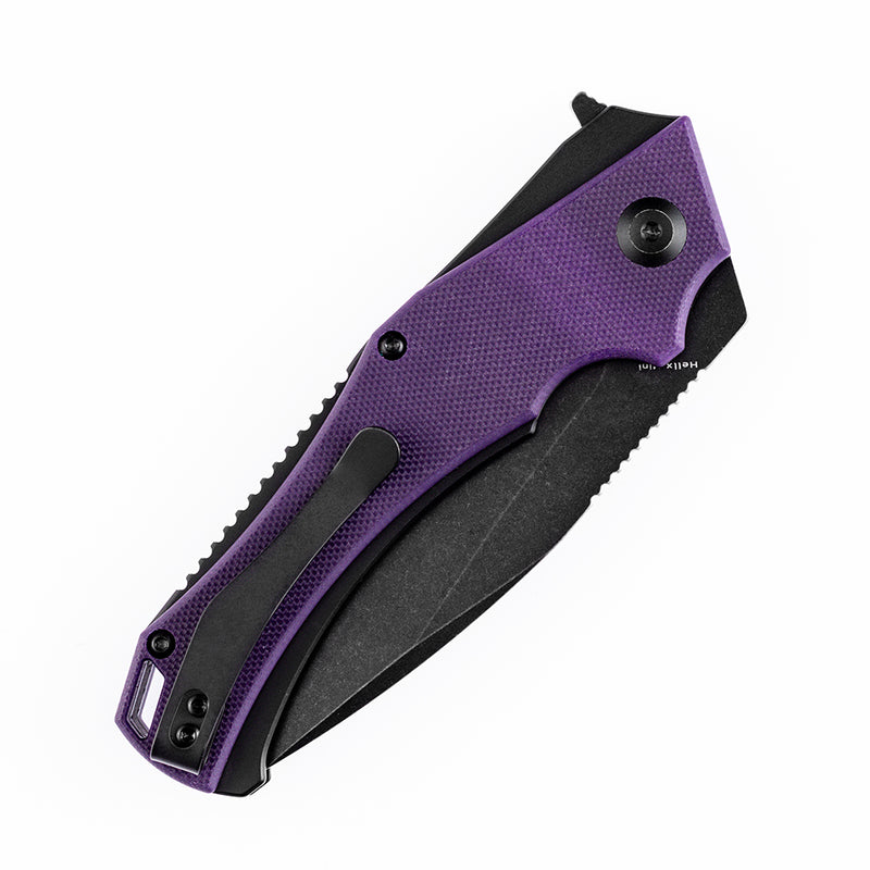 KANSEPT Mini Hellx T2008A6 Black TiCn Coated D2 Blade Purple G10 Handle with Mikkel Willumsen Design