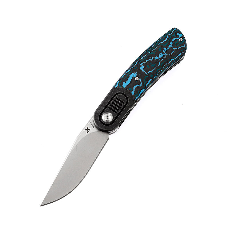 KANSEPT Reverie Front Flipper Knife Arctic Storm Carbon Fiber+ Titanium Bolster Handle (2.92'' CPM S35VN Blade)Justin Lundquist Design-K2025A3