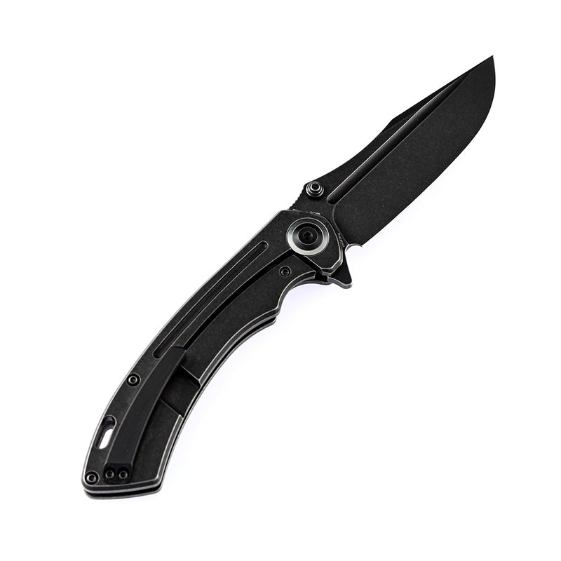 Pretatout K1032A1  Black Anodized Titanium Handle Black TiCn Cotaed CPM-S35VN with Kmaxrom Design